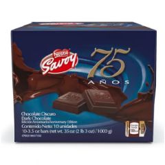CHOCOLATE SAVOY OSCURO 75 AÑOS 100G CAJA DE 10UN