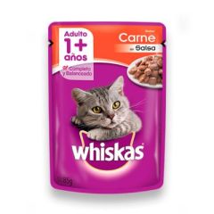 SOBRE WHISKAS PARA ADULTOS SABOR CARNE EN SALSA 85G